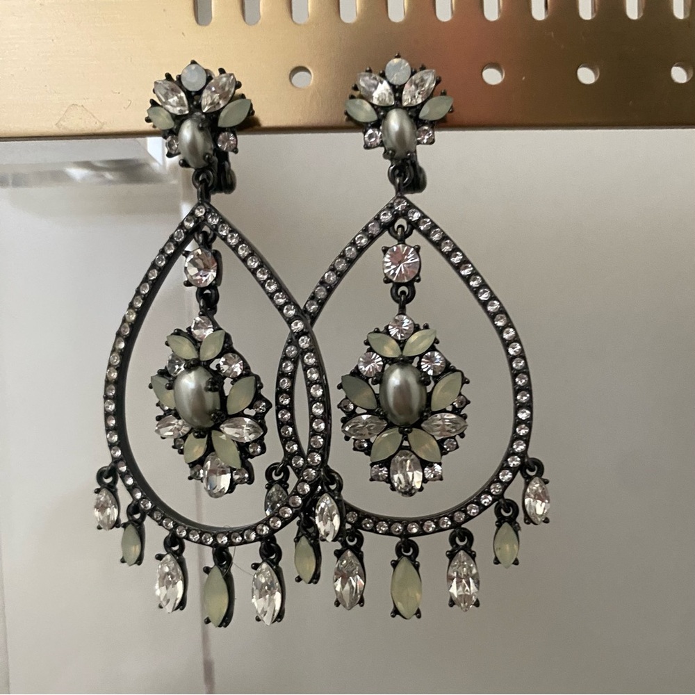 Elegant Black and Silver Teardrop Earrings